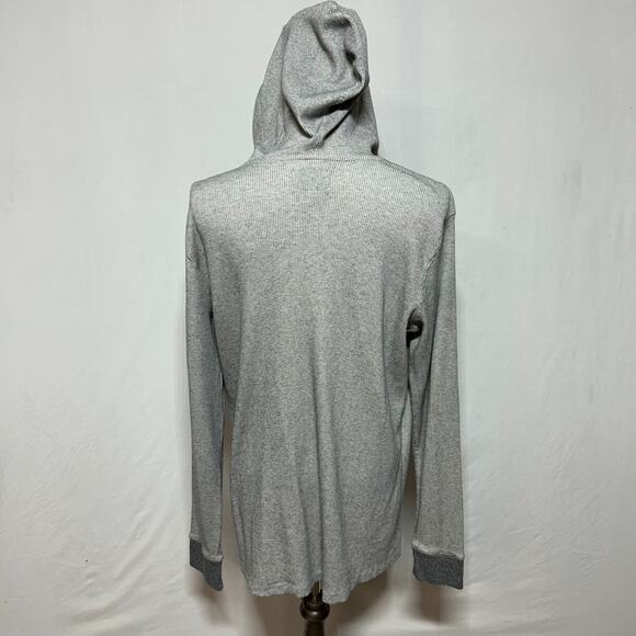 Billabong Hoodie Mens XL Gray Pullover Waffle Knit Thermal Sweatshirt - Picture 5 of 12